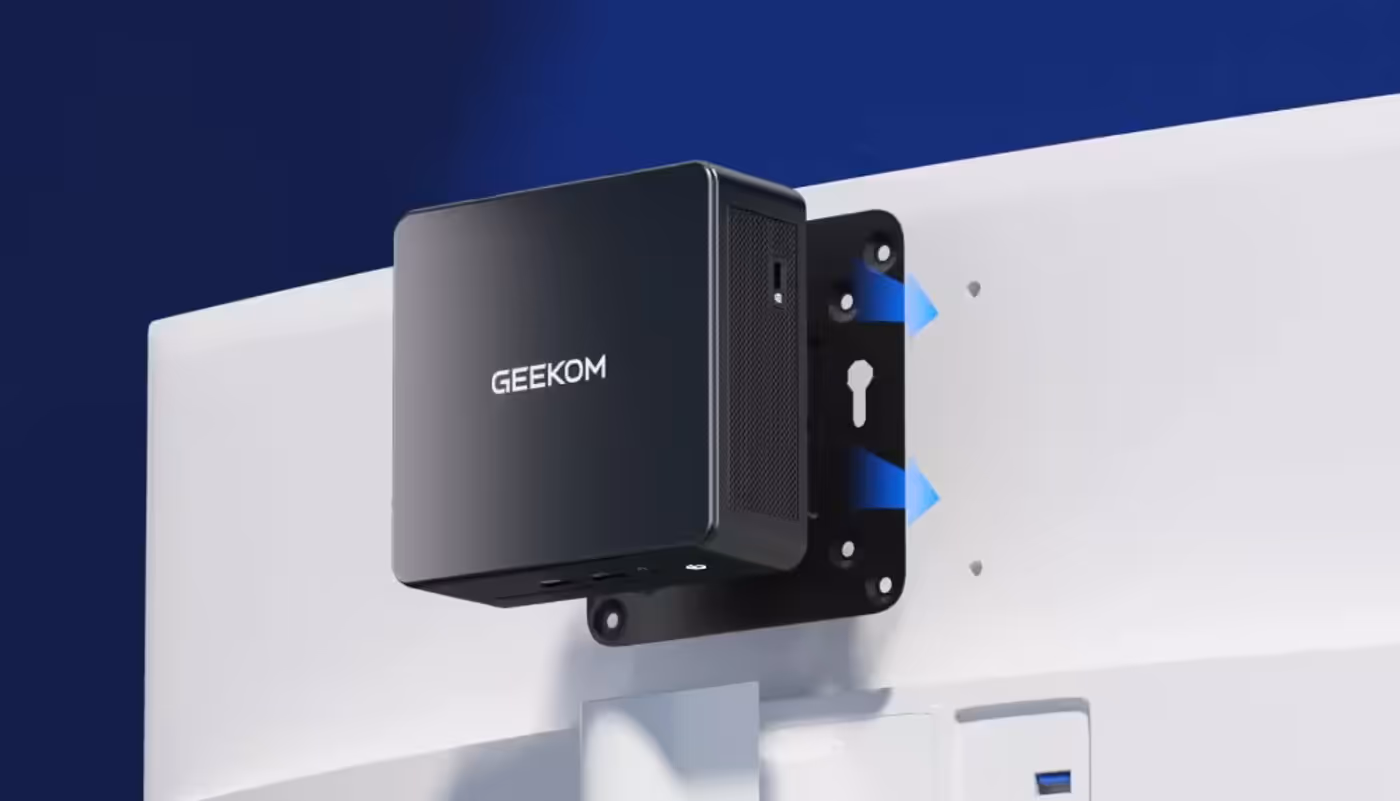 VESA mounting configuration behind a computer monitor