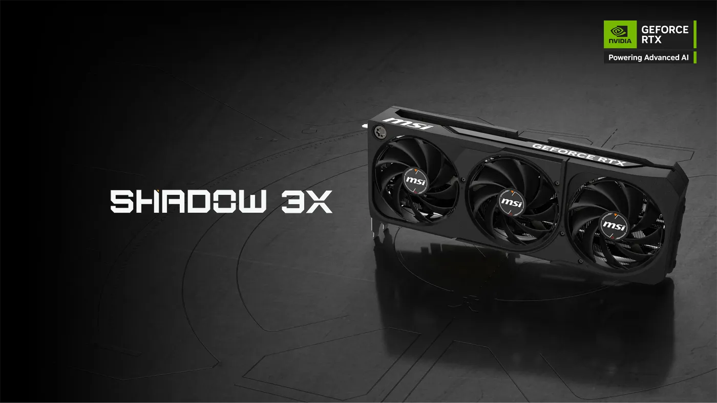 MSI GeForce RTX 5070 Ti Shadow 3X OC Graphics Card Front Display