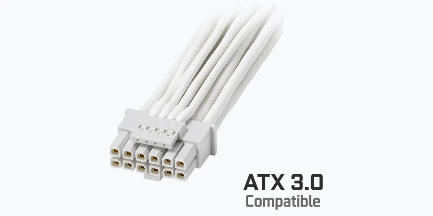 PSU with 16-pin PCIe cable for PCIe Gen 5.0 graphics power delivery
