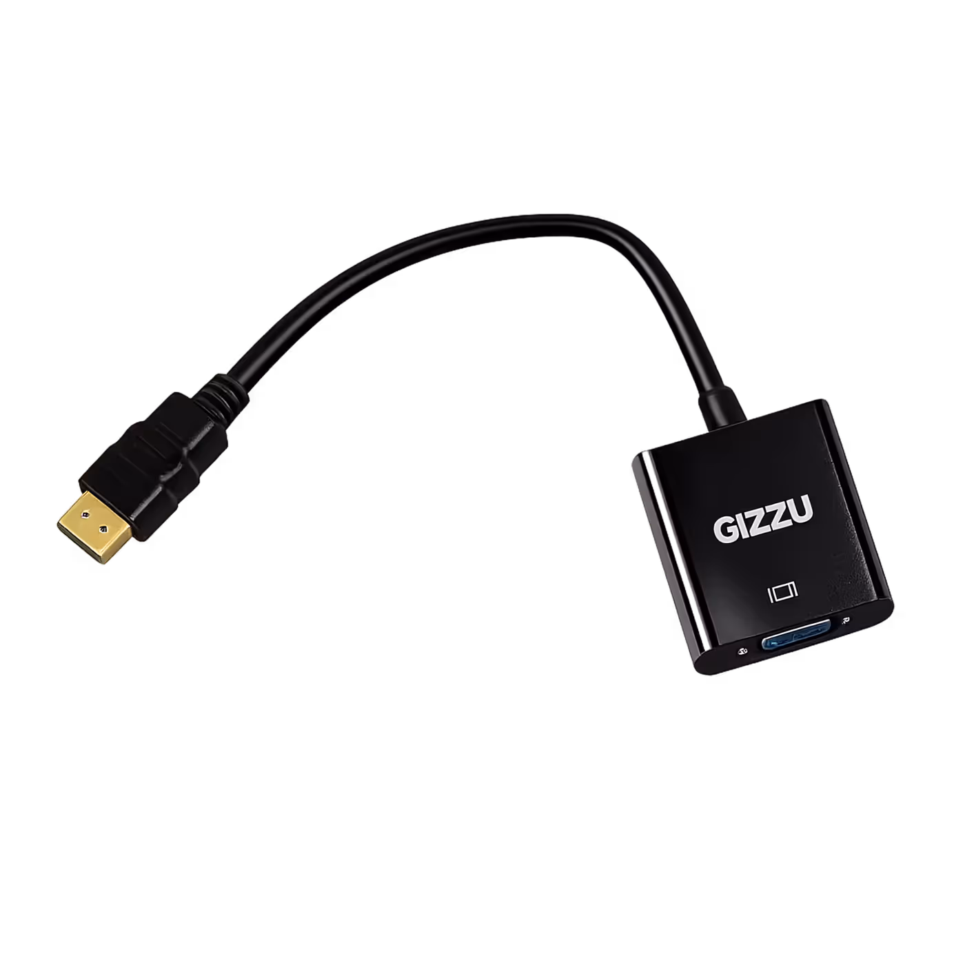 GIZZU HDMI to VGA adapter highlighting plug-and-play functionality