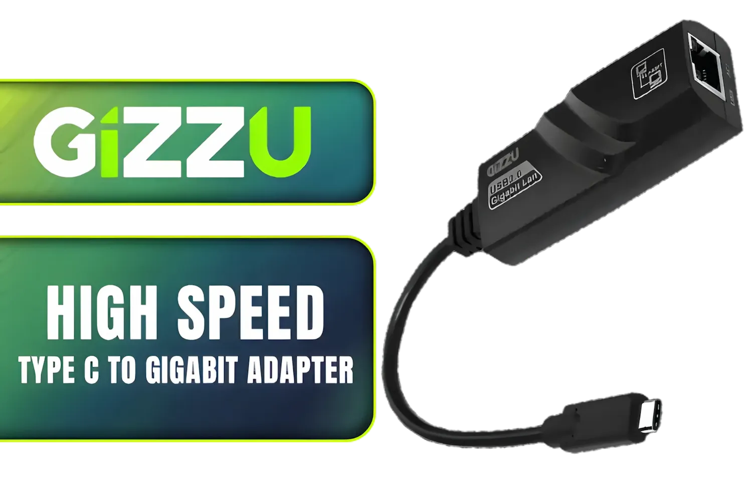 Gizzu High Speed Type C To Gigabit Adapter / High-speed Gigabit RJ45 connection / Windows 8/10 driver free, MacBook compatible / GAPCGB