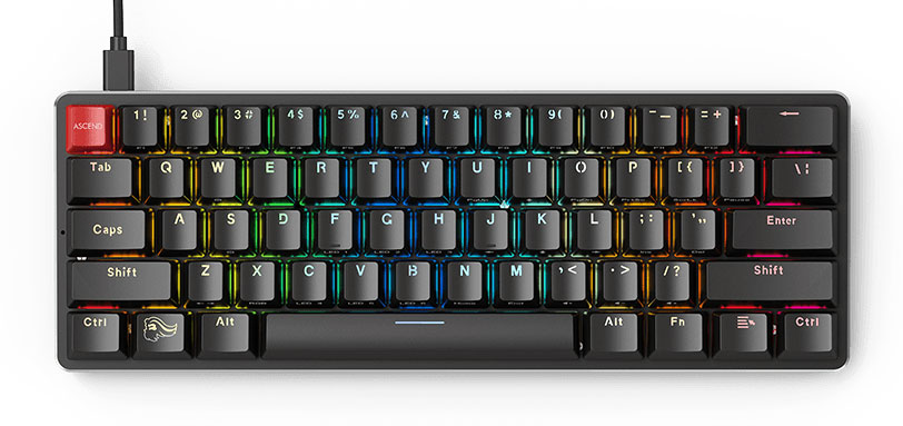 Glorious GMMK Modular Mechanical Keyboard - Front View