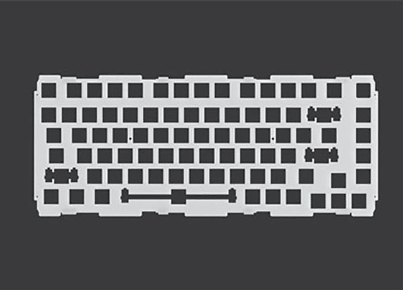 GMMK Pro switch plate shown flat against a dark grey background with all 83 key cut-outs visible