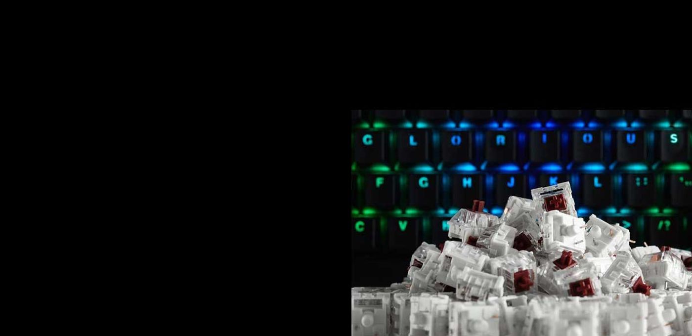Kailh Copper switches installed in a keyboard with RGB lighting running through the housings