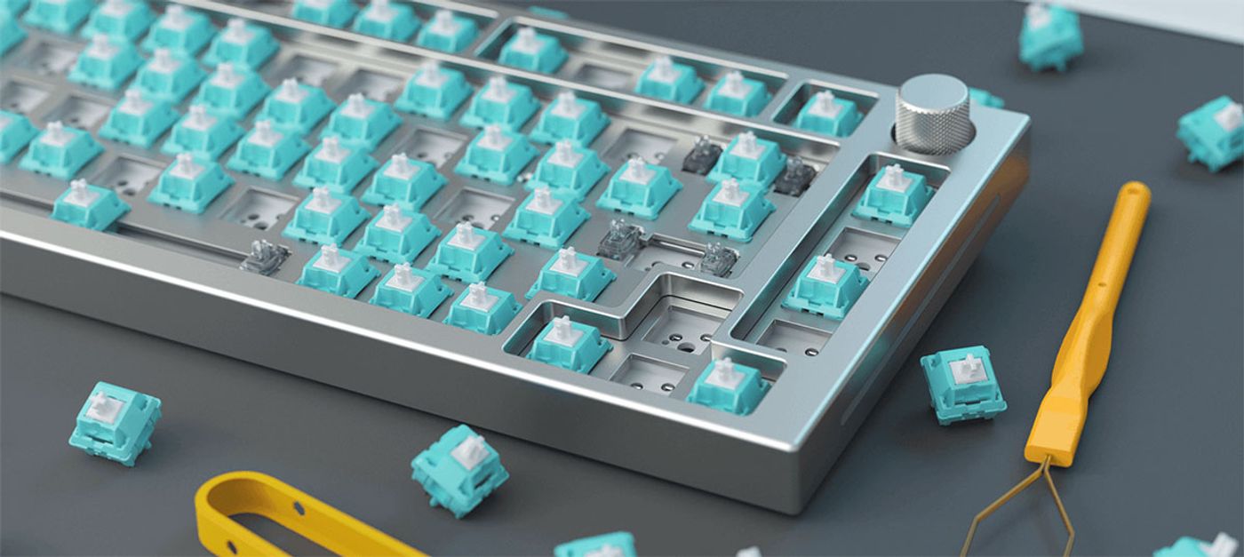 Glorious LYNX switch components including the copper leaf and nylon bottom shell