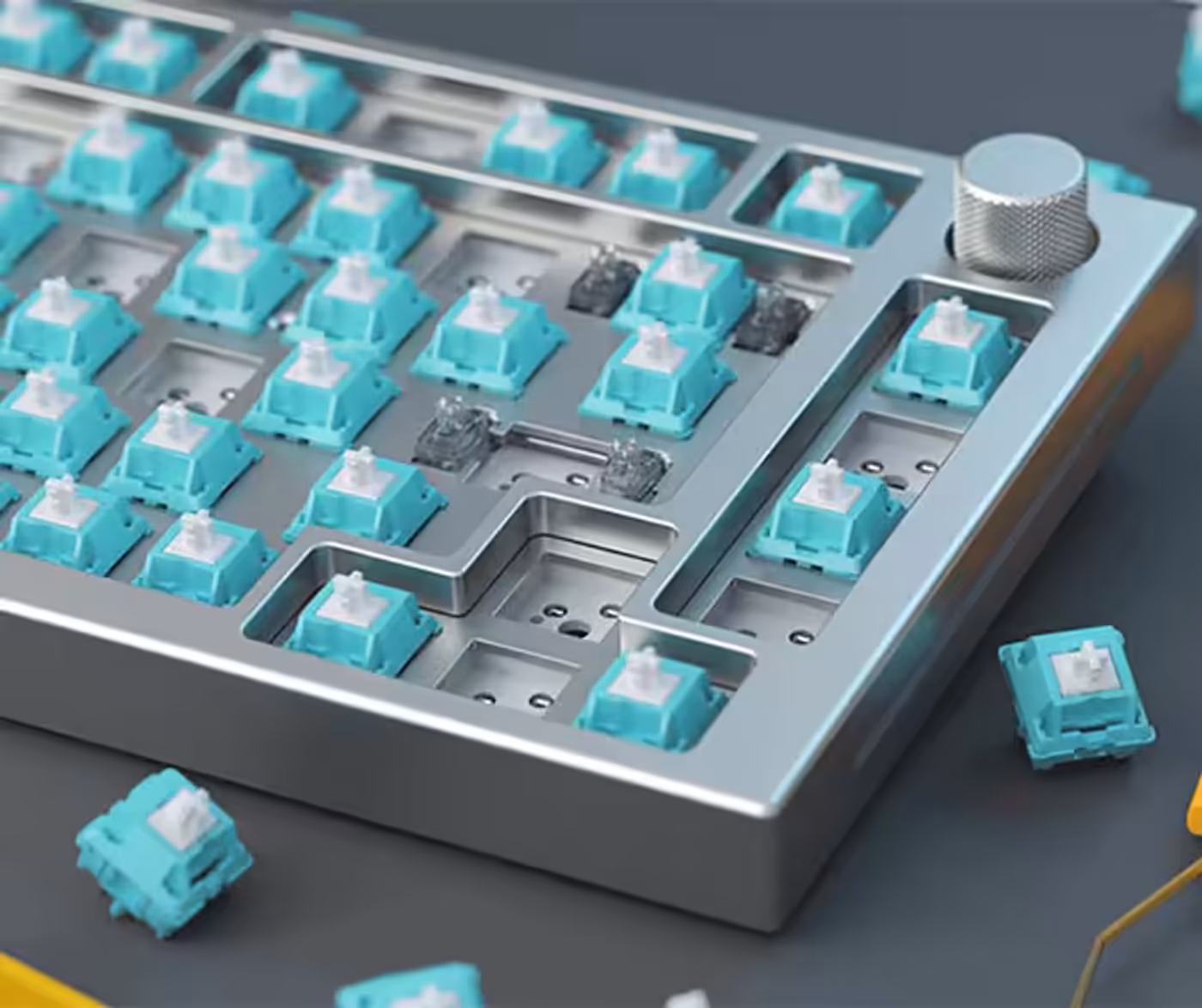Cutaway of a Glorious LYNX switch showing the POM stem and nickel-plated spring
