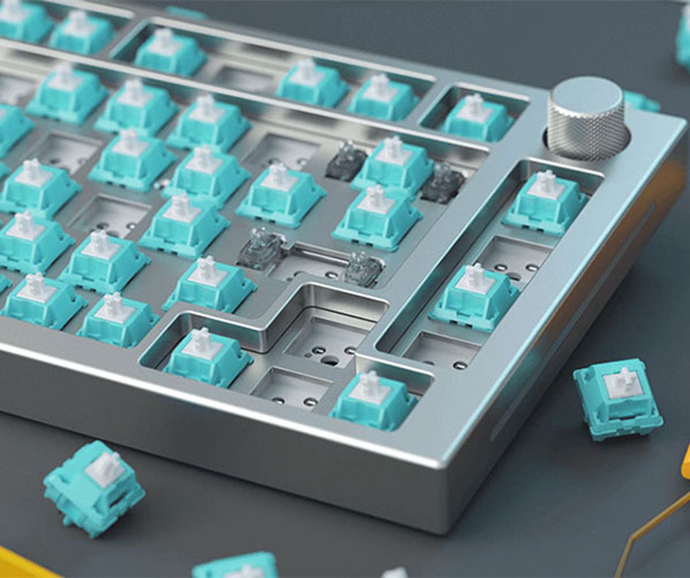 Cutaway of a Glorious LYNX switch showing the POM stem and nickel-plated spring
