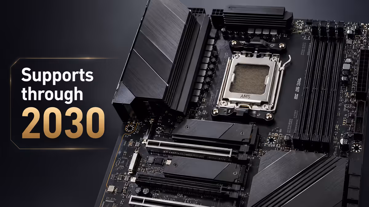 AM5 socket motherboard close-up