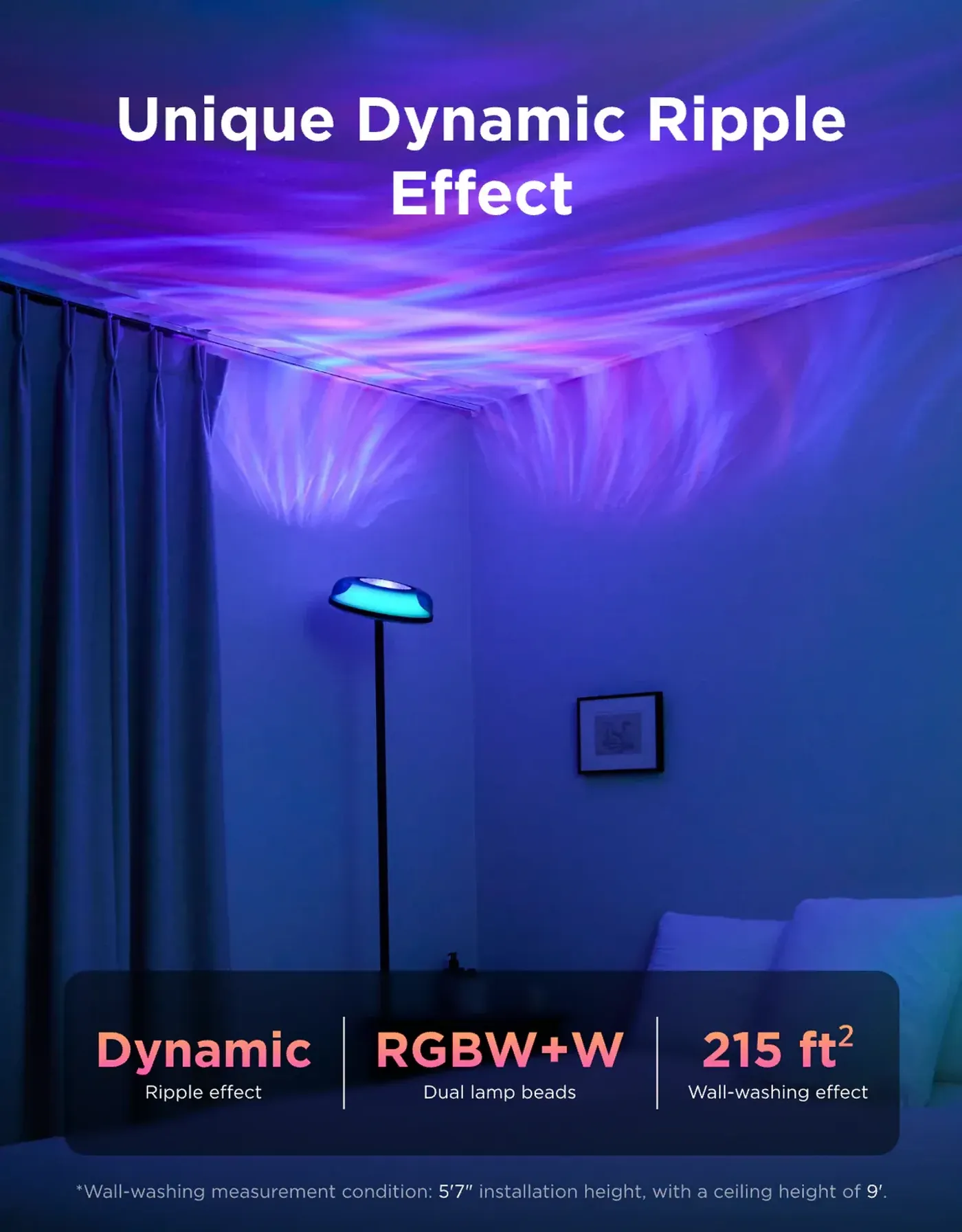 Govee H60B0311 smart floor lamp standing beside furniture in a modern room