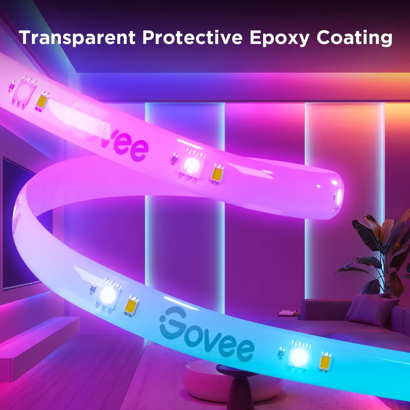 Three-metre Govee H612FCD1 LED strip mounted along a surface