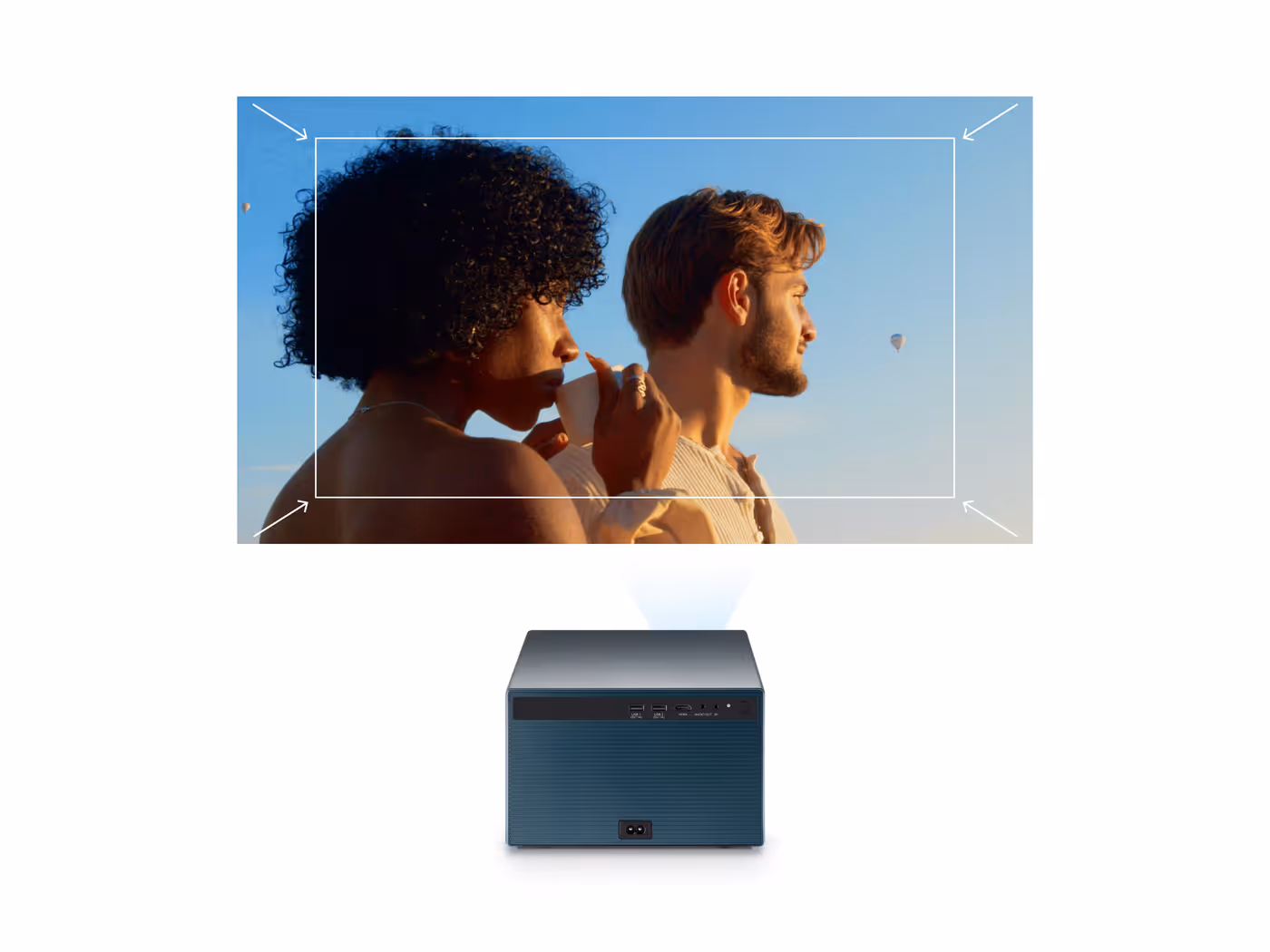 Digital zoom adjustment tool showing flexible image sizing on the ViewSonic projector