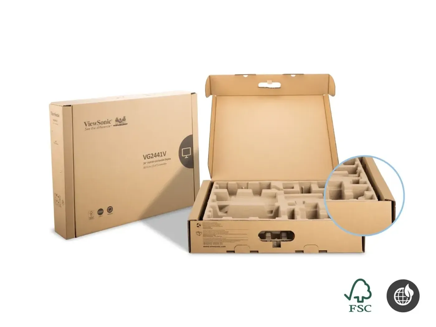 Eco-friendly FSC-certified packaging for the VG2441V monitor