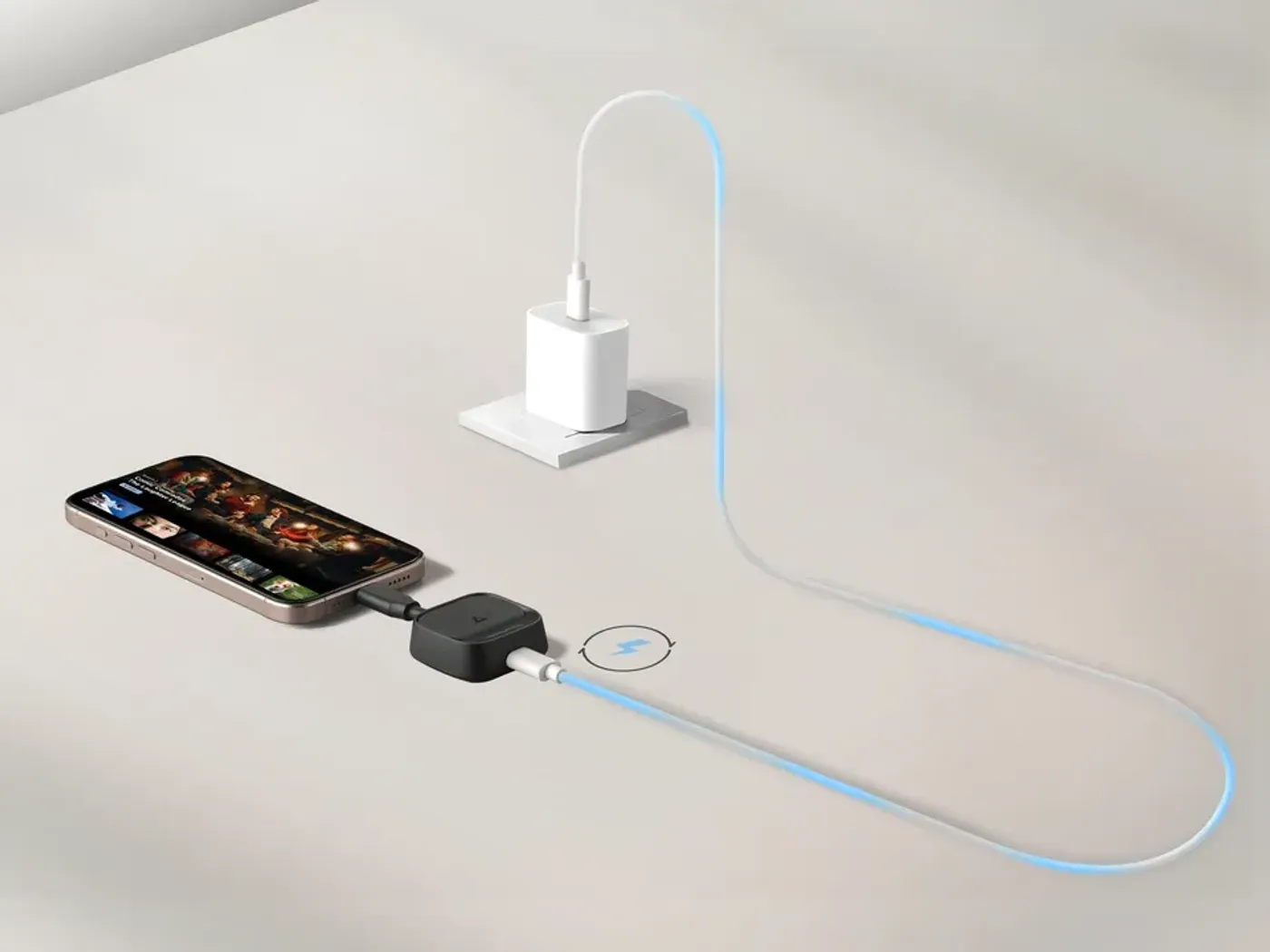 USB-C transmitter providing 60W power delivery to a mobile device during wireless sharing