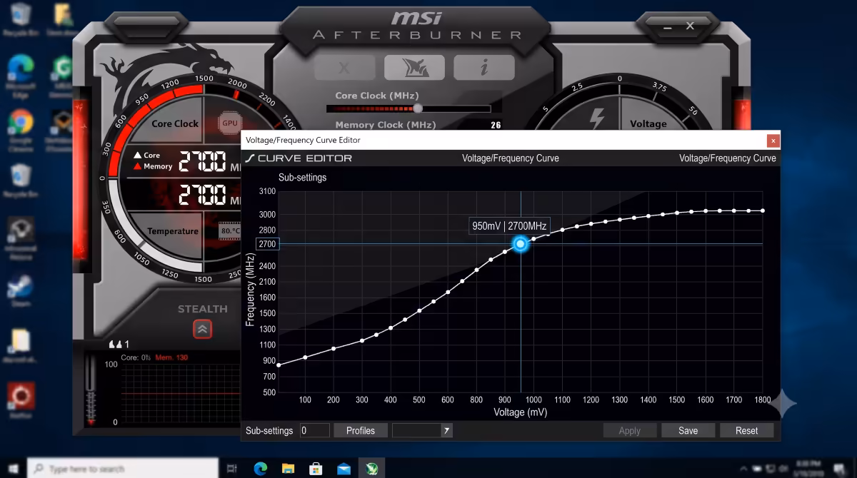 MSI Afterburner voltage curve editor