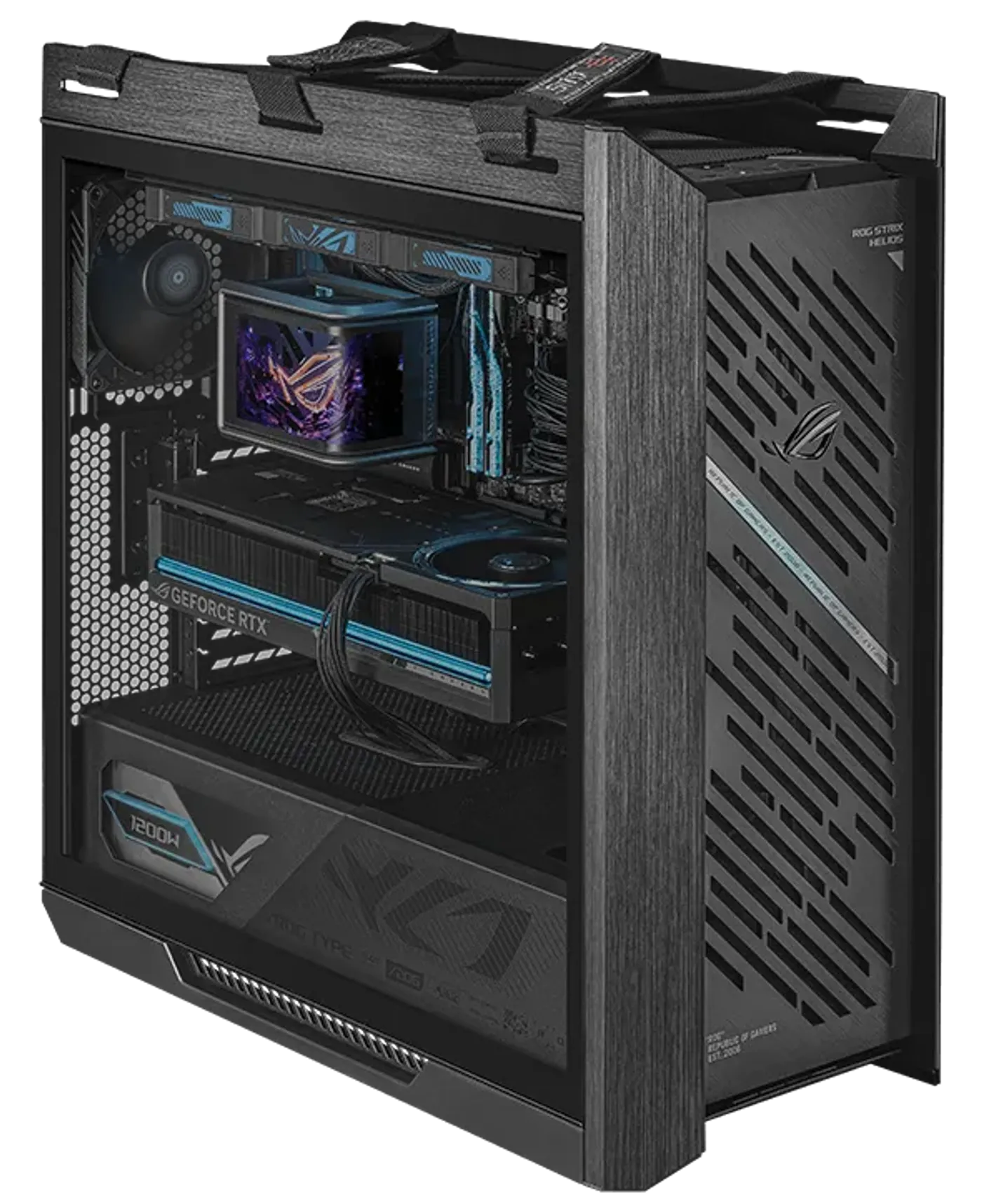 Helios II build indicating maximum graphics card length