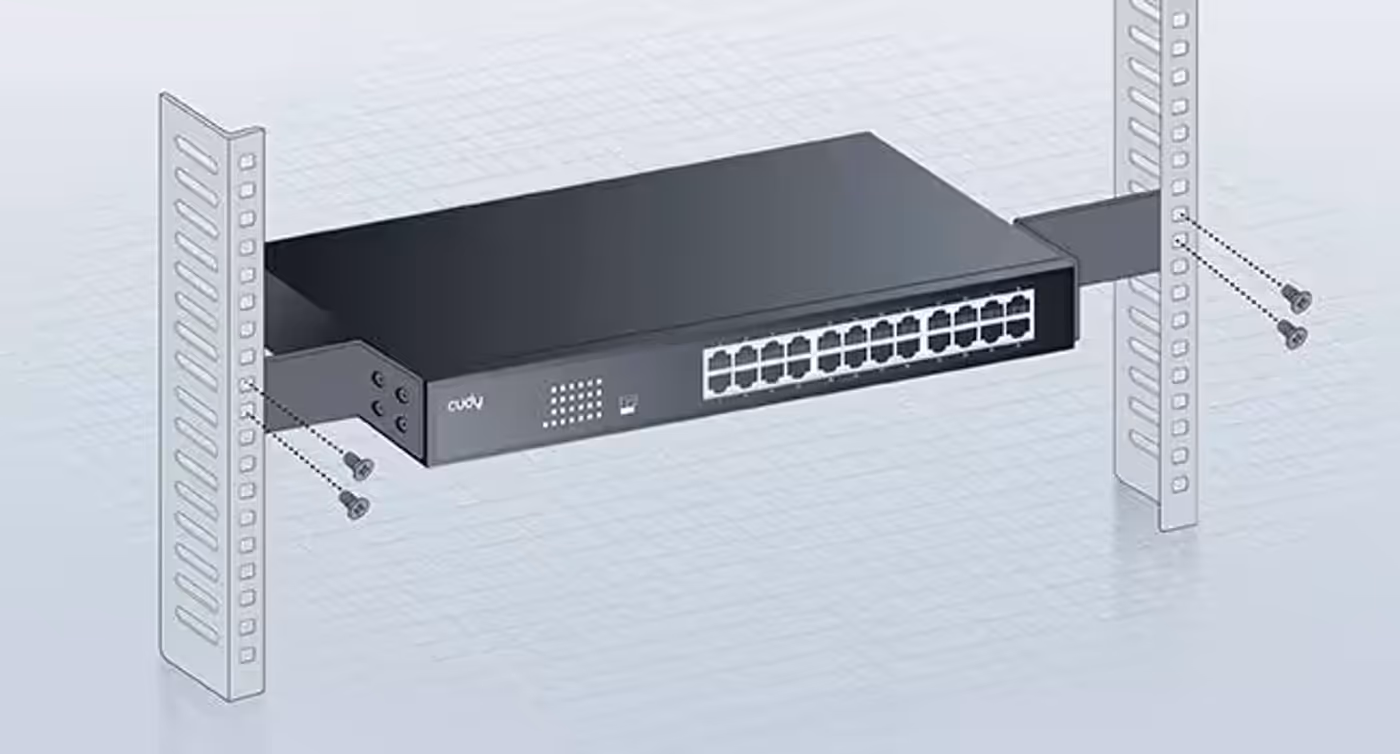 Mounting brackets included for 1U rack and surface installations