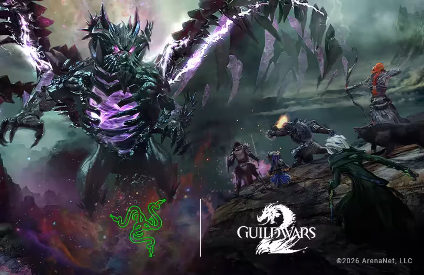 Razer Naga V3 Pro gaming mouse banner quote from the Guild Wars 2 Team highlighting versatility and Hypershift control.
