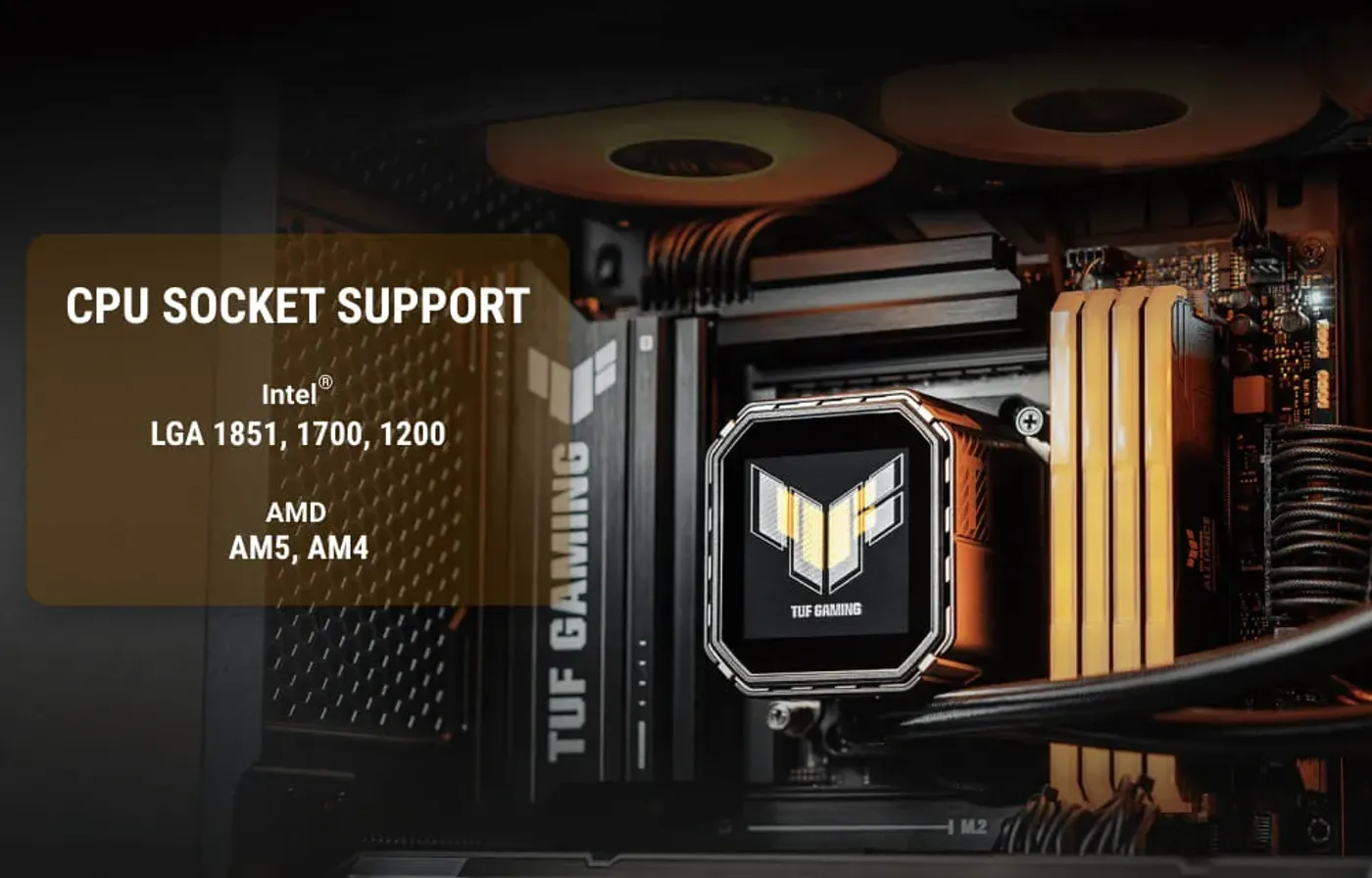Compatibility information showing Intel and AMD motherboard support