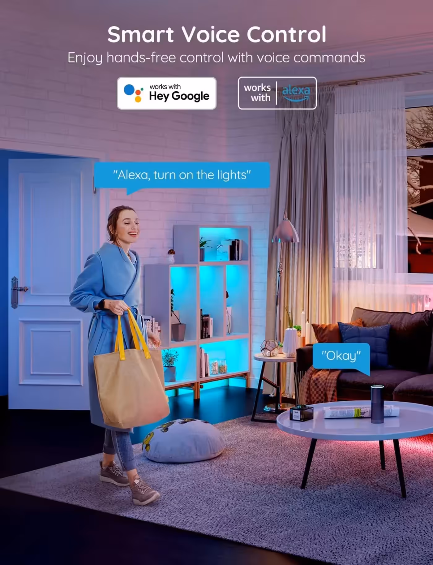 Voice control for LED strip lighting using Alexa and Google Assistant