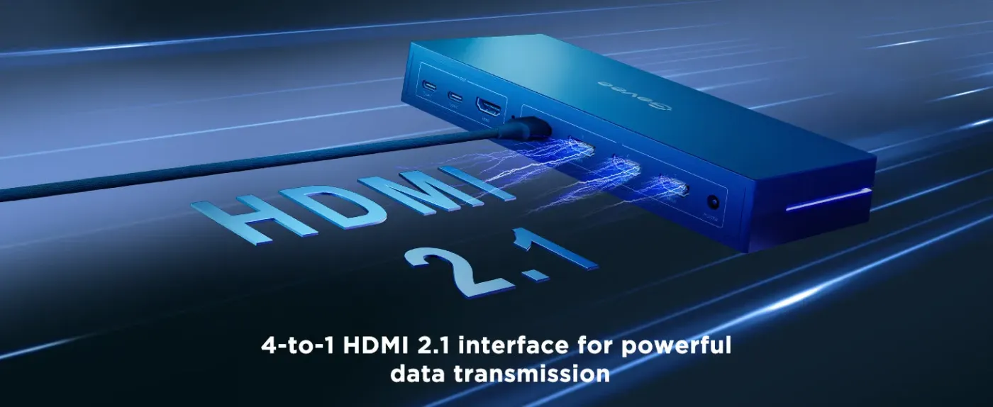 4-to-1 HDMI 2.1 interface connecting multiple devices in one setup