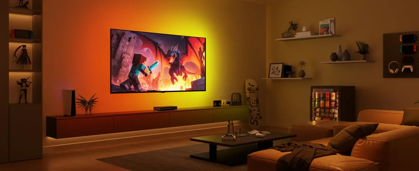 Reactive lighting syncing gameplay moments from Minecraft to PS5 sessions