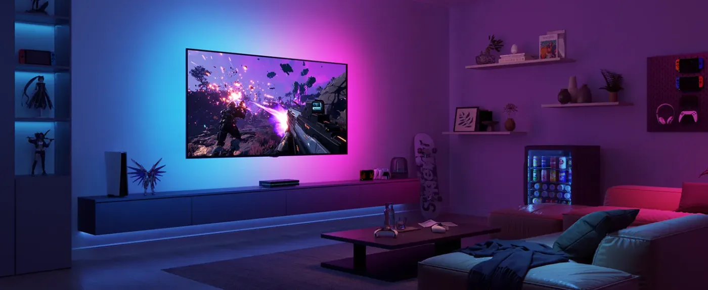 Gaming setup upgraded with reactive lighting and seamless HDMI 2.1 support