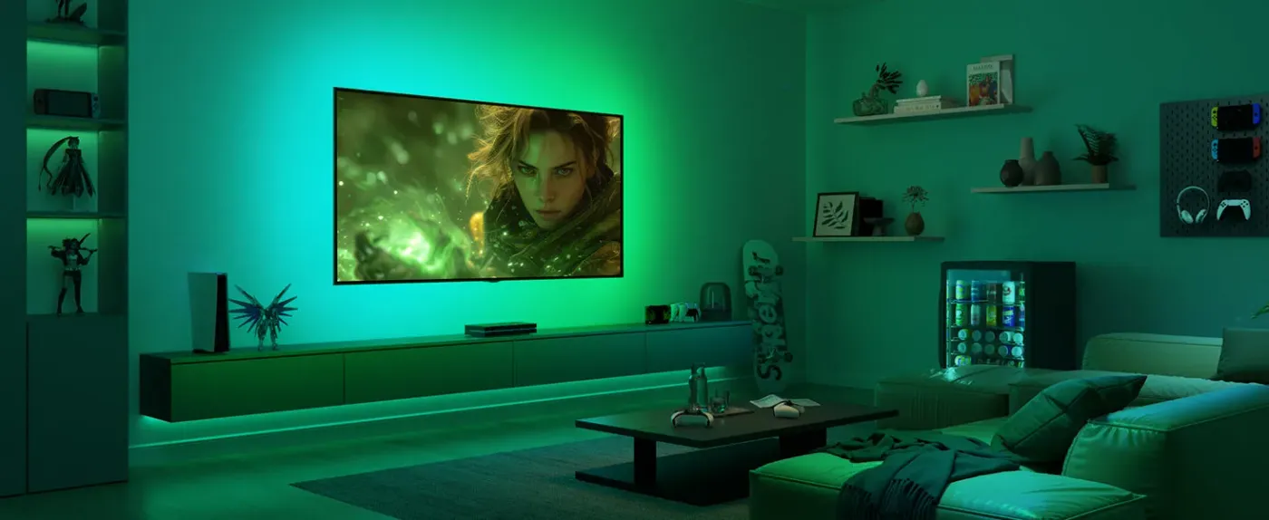 Ambient lighting synced to match gaming and relaxation moods