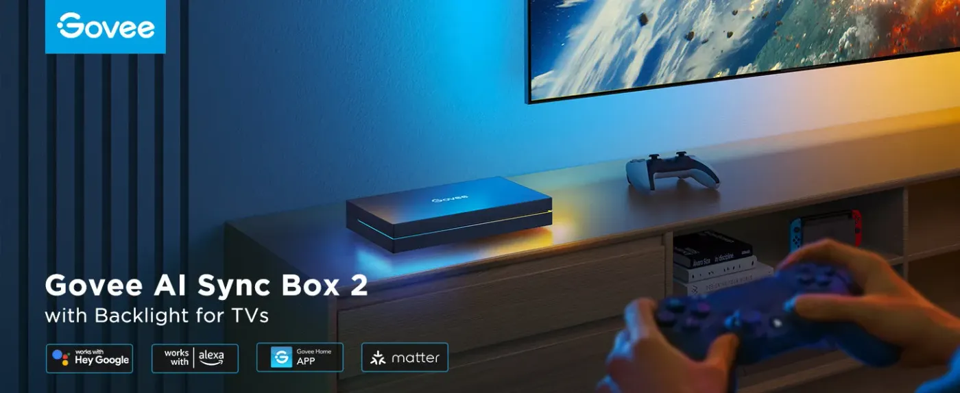 Sync box enabling reactive TV backlighting with smart home compatibility