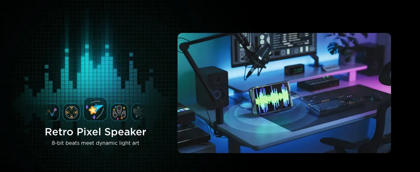 Govee Pixel Light showing an 8-bit sound-reactive visualiser