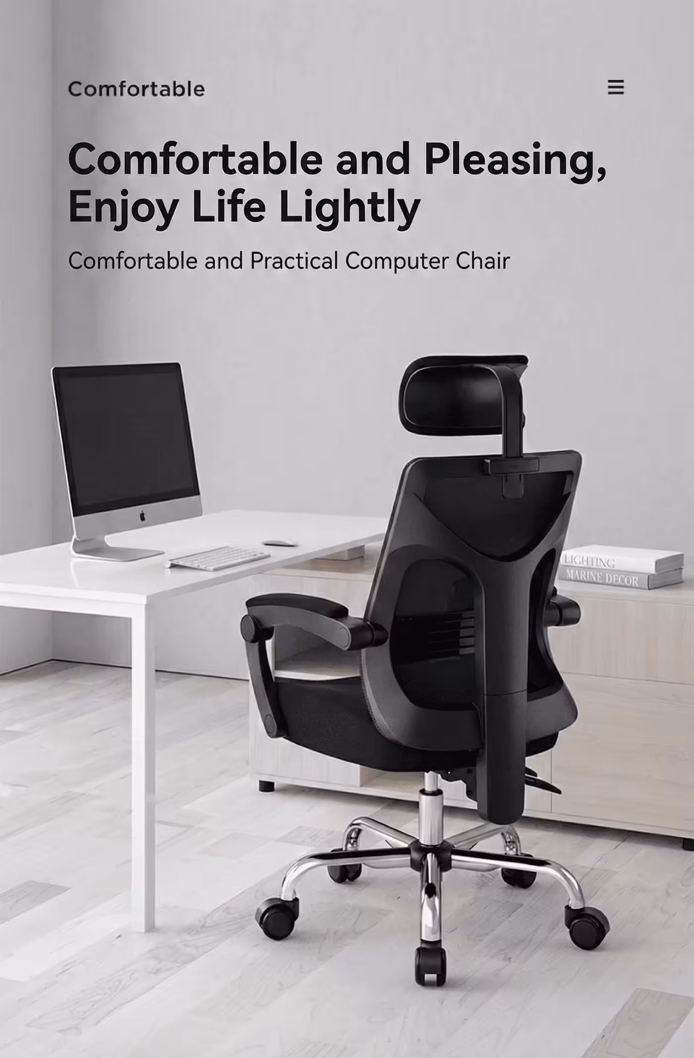 HBADA P Series ergonomic office chair in white shown from the front