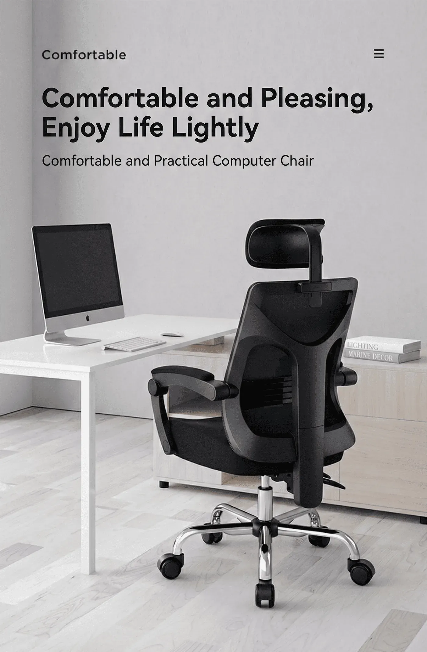 HBADA P Series ergonomic office chair in black seen from the front
