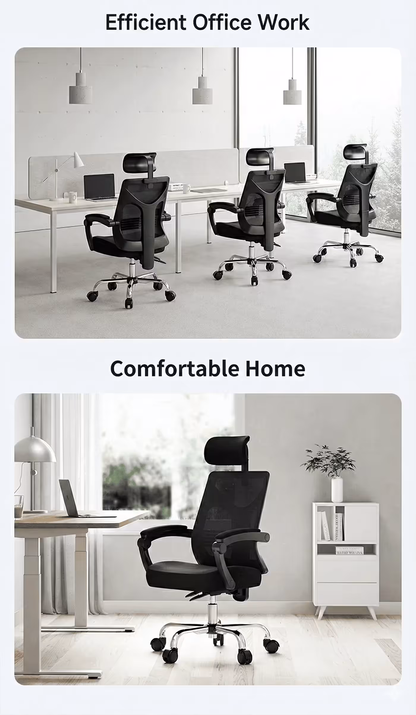 The multi-directional headrest of the HBADA P Series tilted and raised
