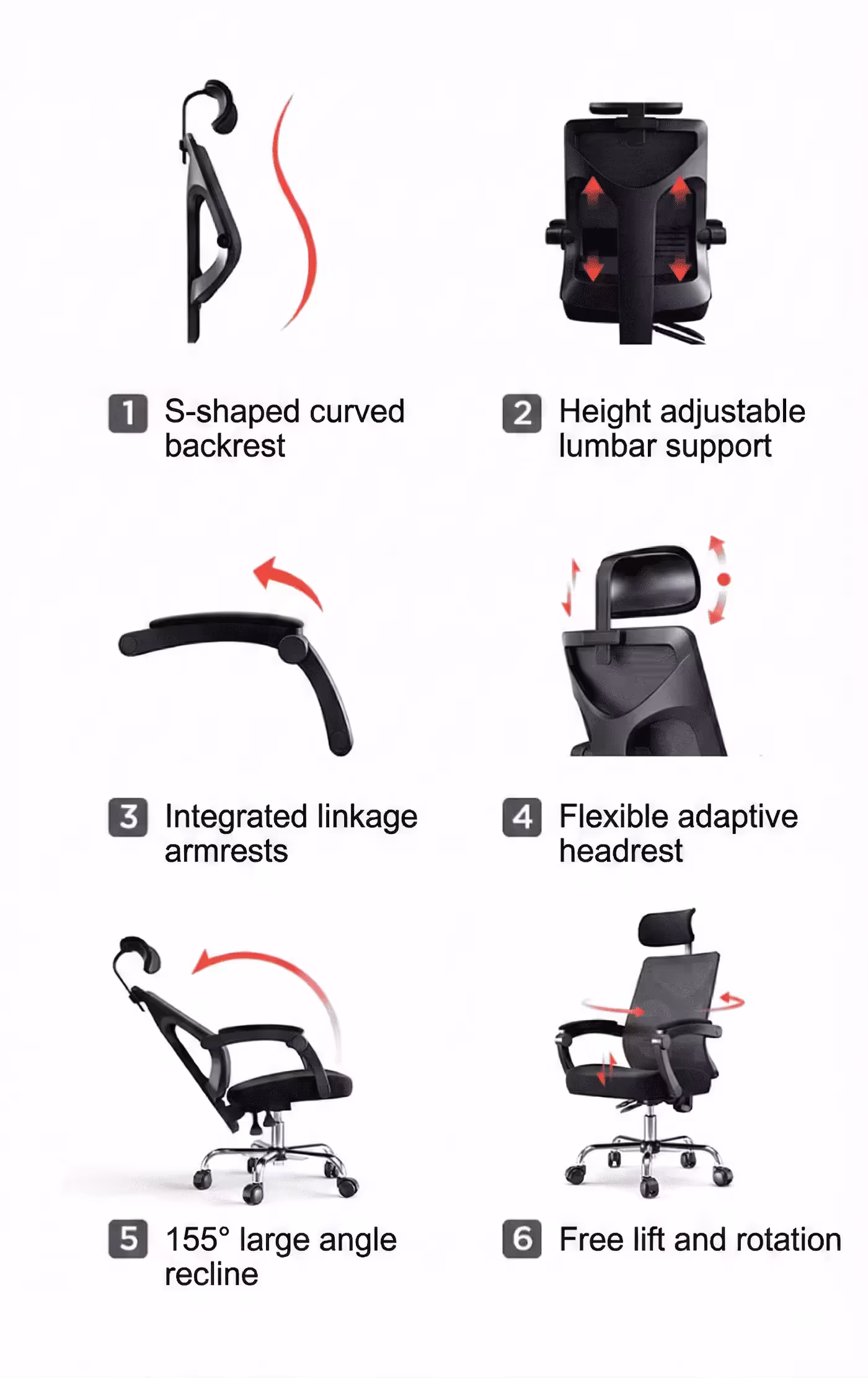 HBADA P Series chair reclined towards its 155-degree locked position