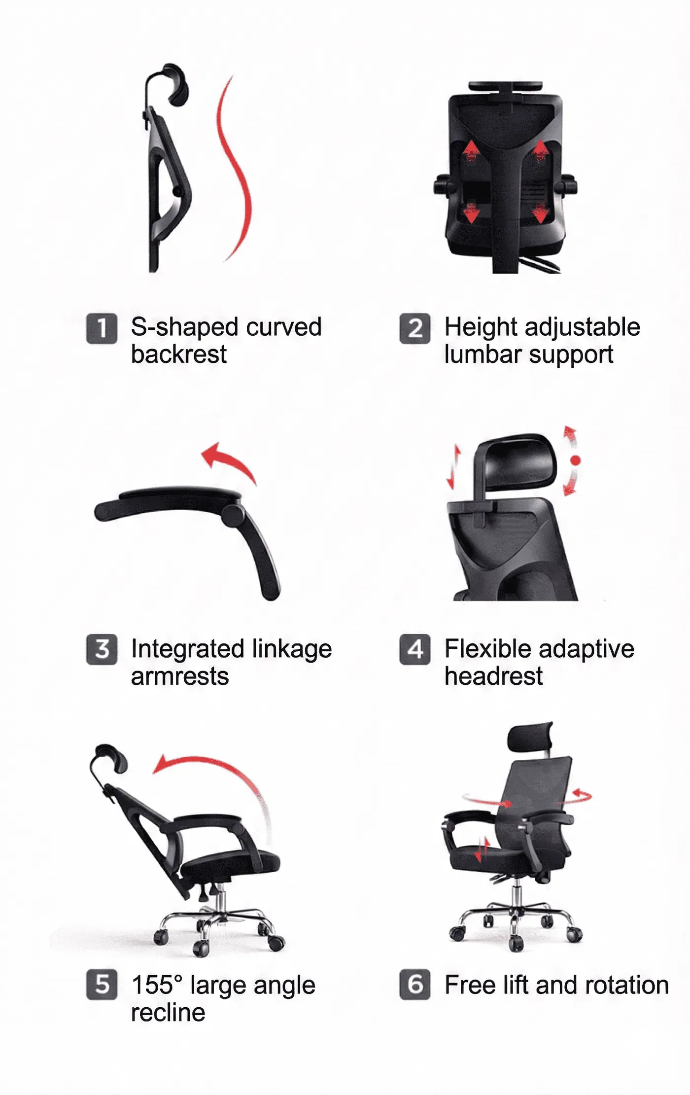 High-elastic mesh backrest of the HBADA P Series office chair
