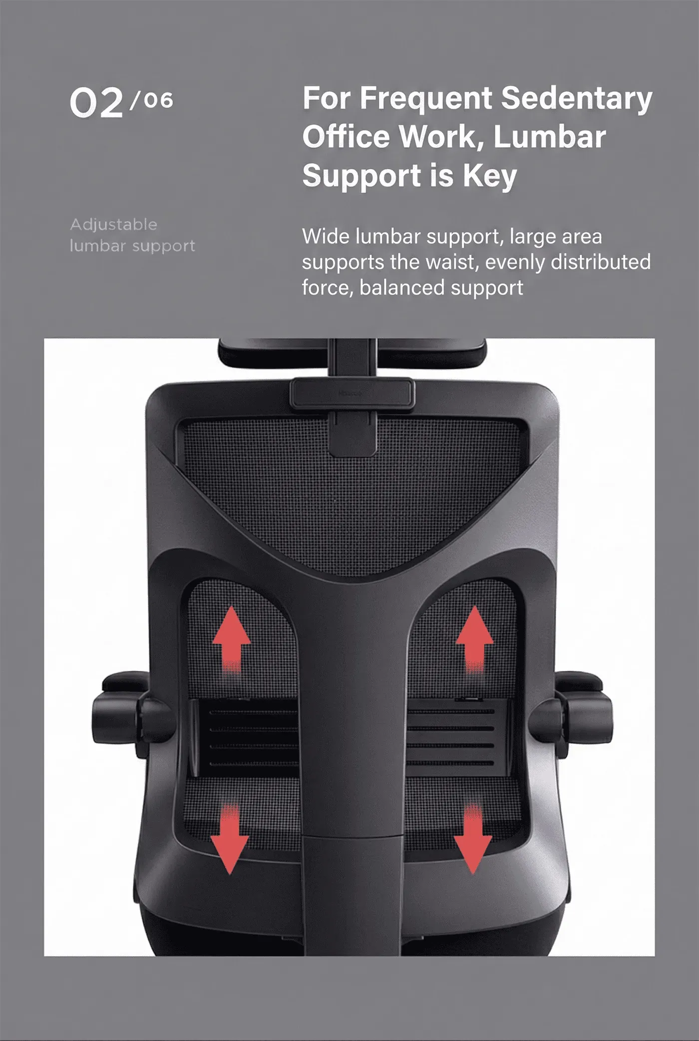 Padded mesh armrest on the HBADA P Series office chair