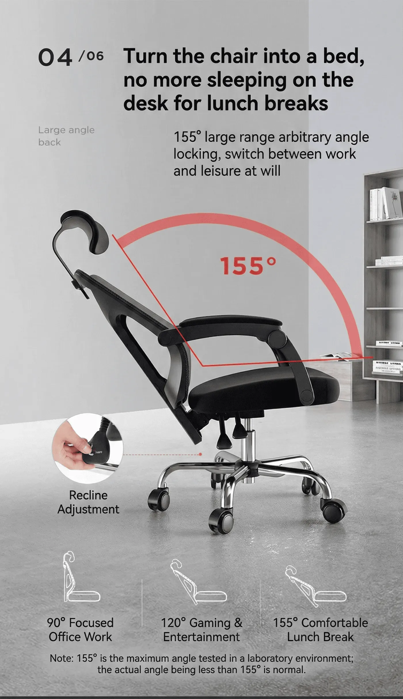 HBADA P Series seat raised on its gas lift