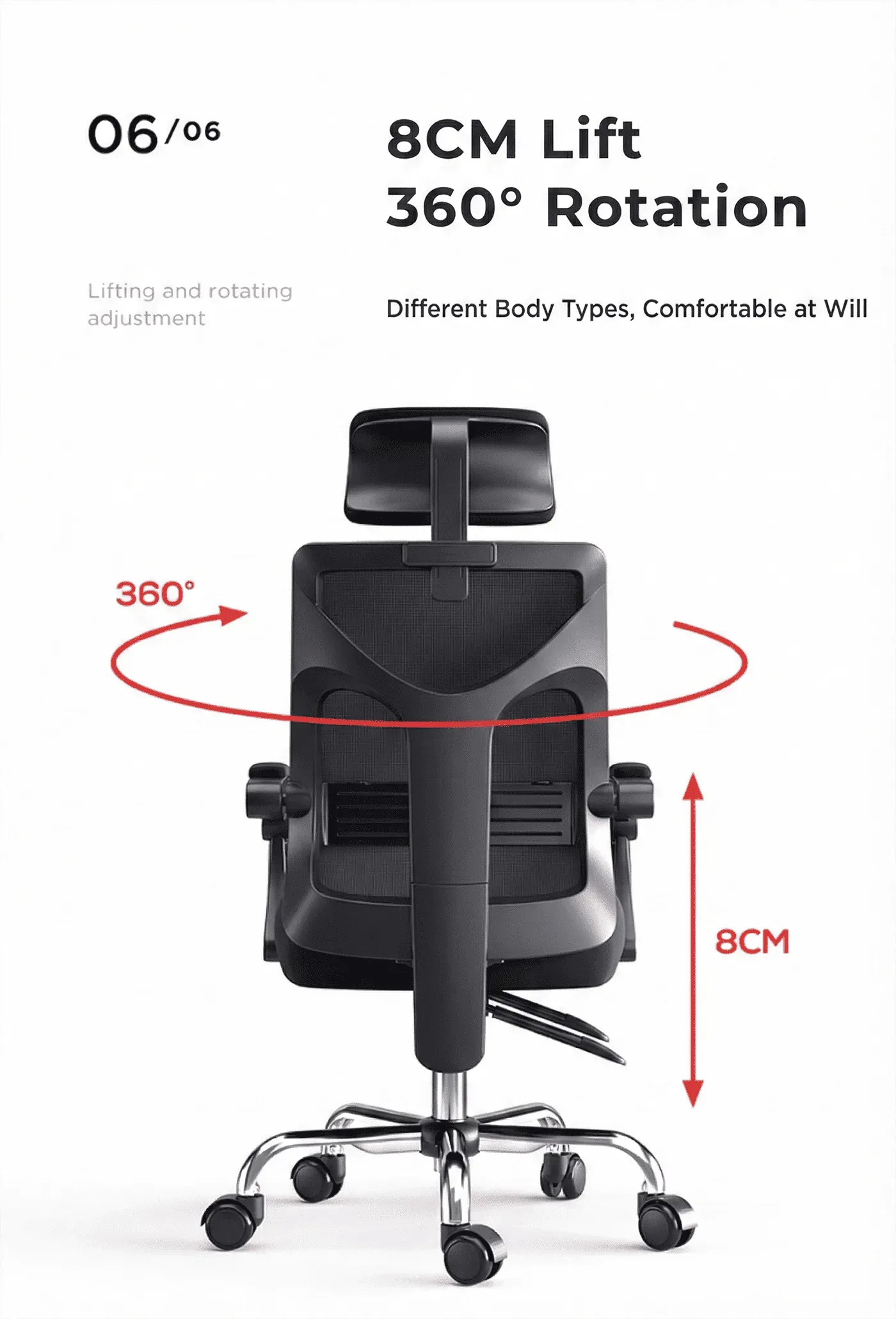 HBADA P Series Ergonomic Office Chair, Black | Evetech