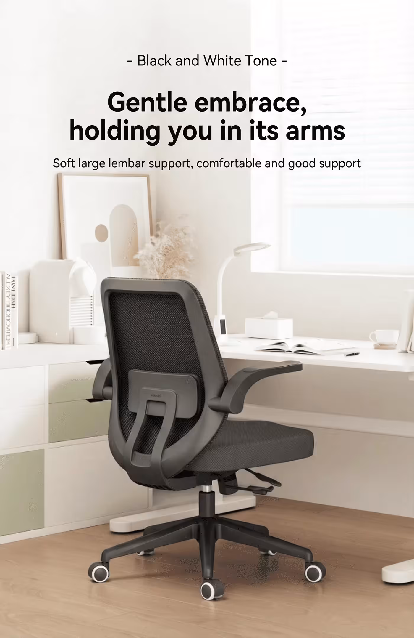 HBADA J101BMC ergonomic office chair in black seen from the front