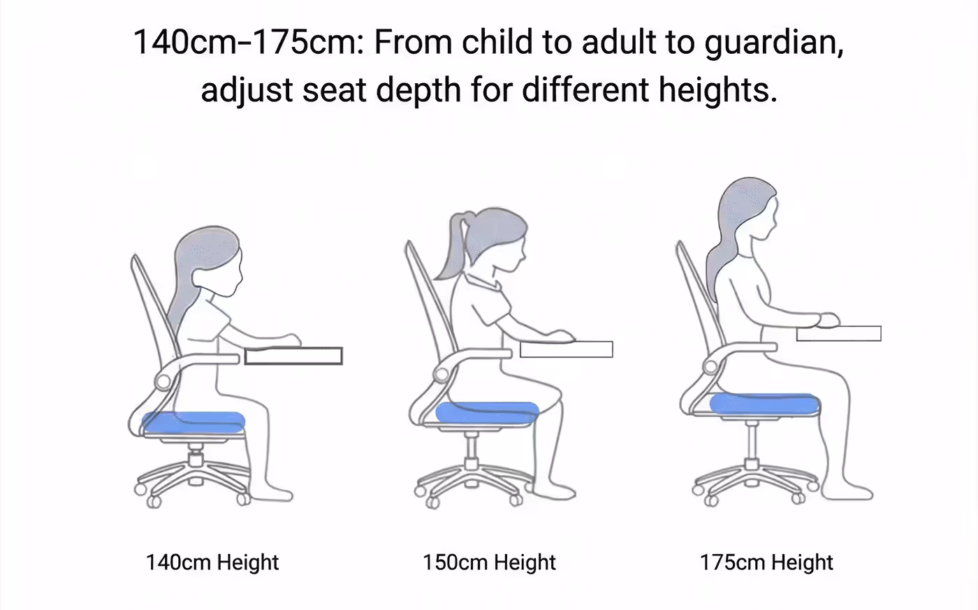 Seat depth slider adjustment on the HBADA J101 chair