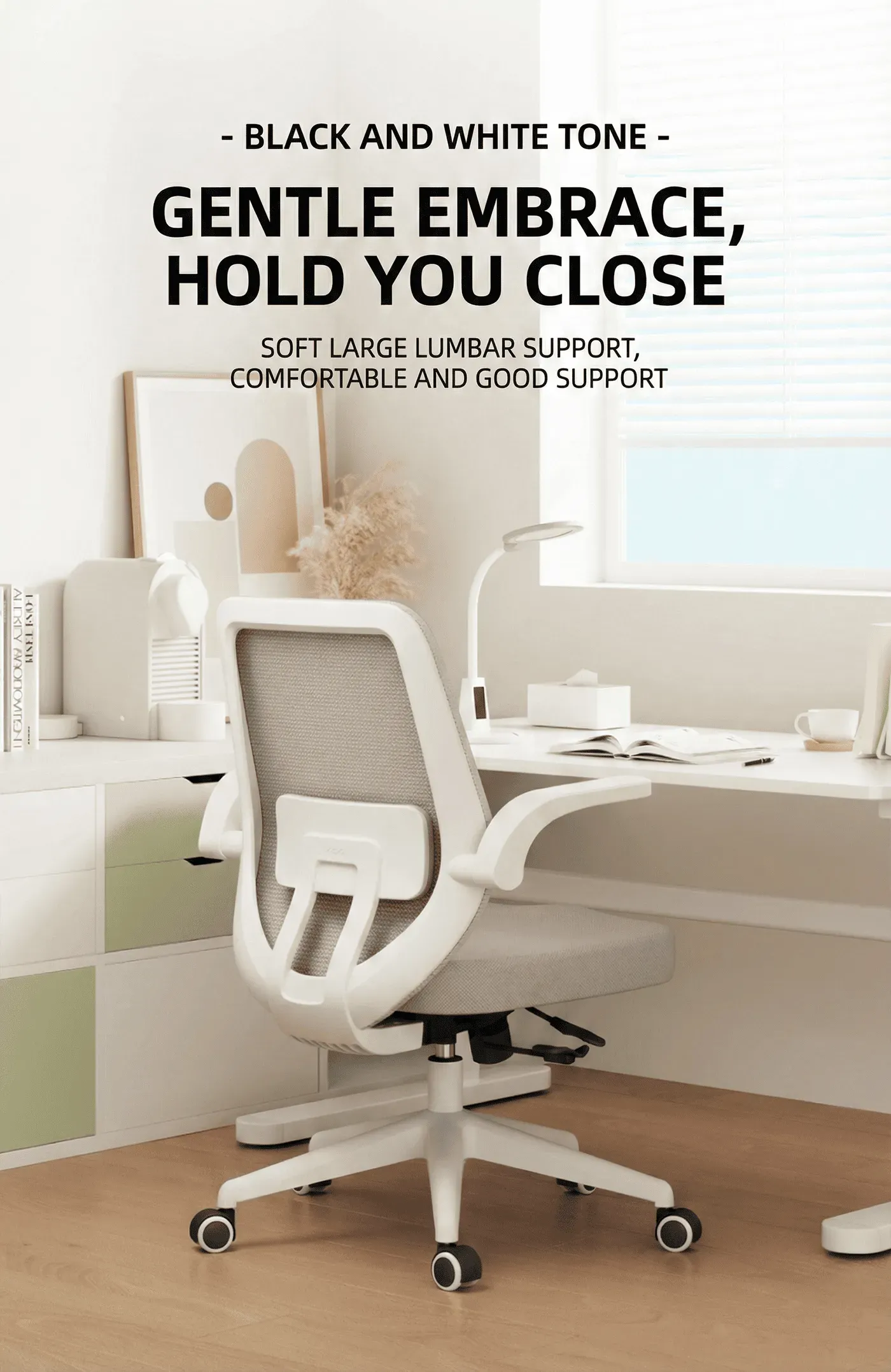 HBADA J101WMC ergonomic office chair in white seen from the front