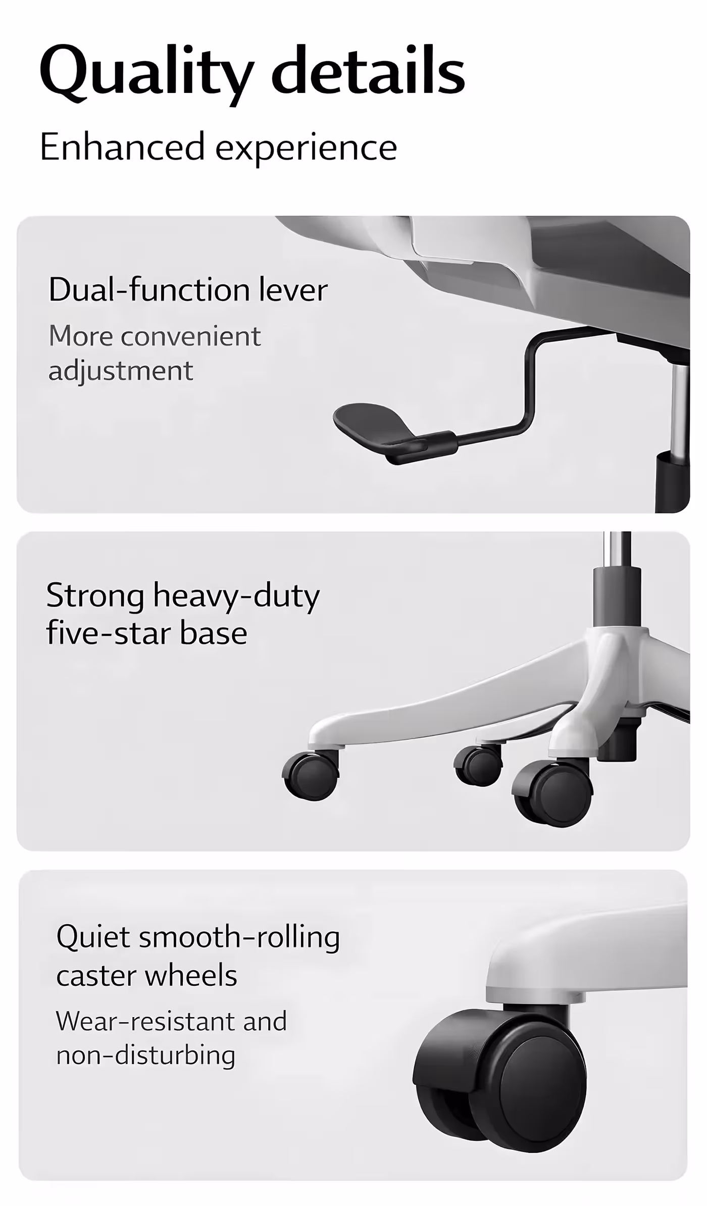 Full-height view of the assembled HBADA P1 Air chair