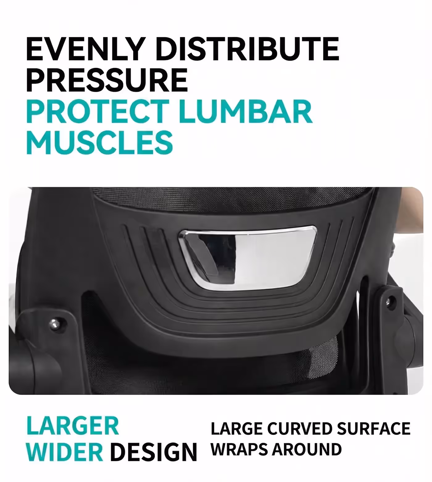 The wide curved backrest photographed from behind