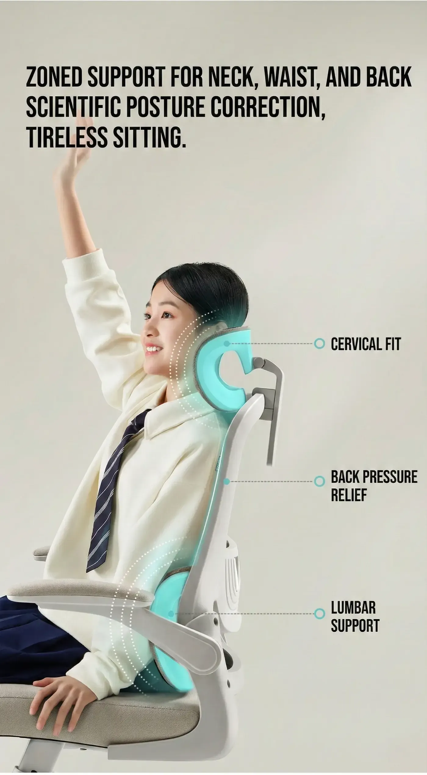 Multi-dimensional adjustable headrest on the HBADA P1 Pro Teenager