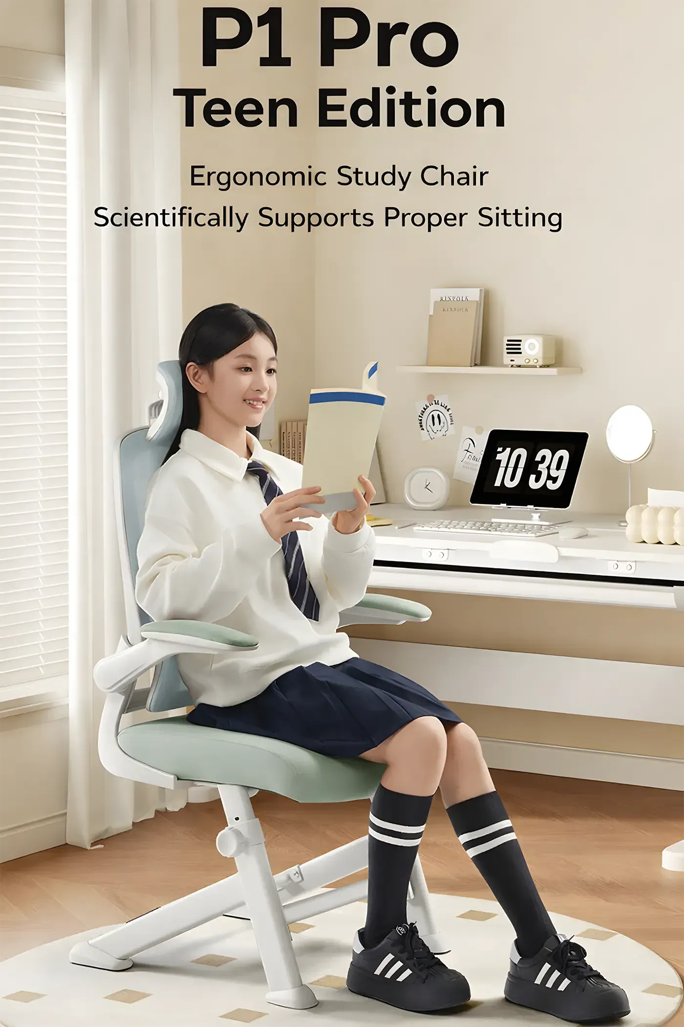 HBADA P1 Pro Teenager ergonomic chair in blue