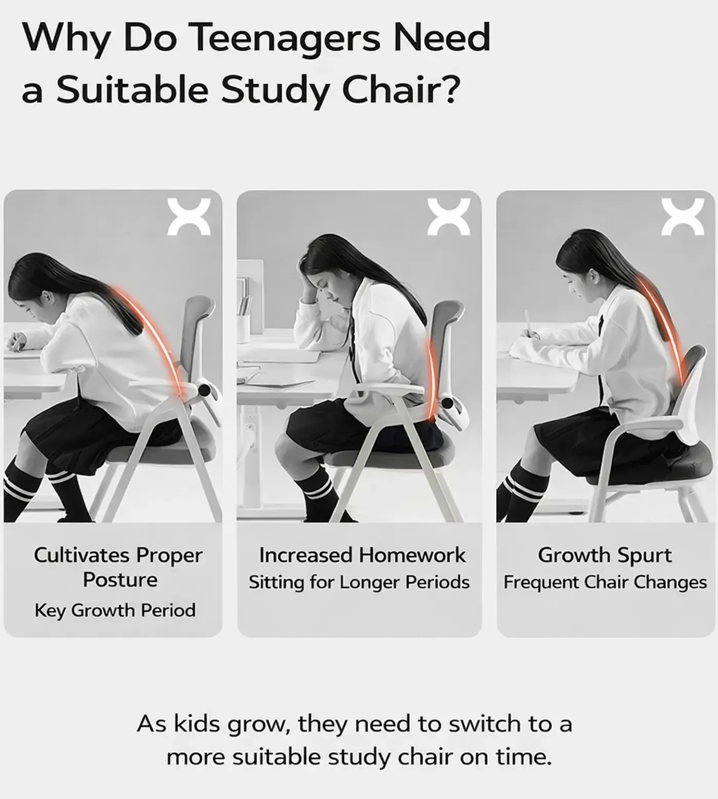 Adaptive lumbar support on the blue HBADA P1 Pro Teenager