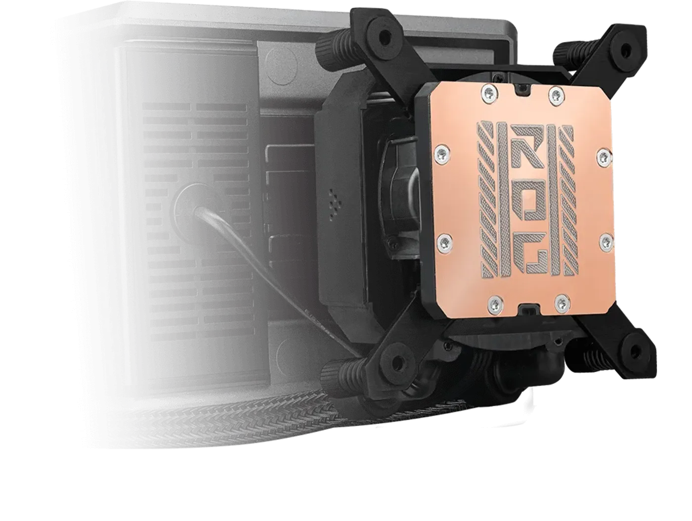 Asetek Emma Gen8 V2 pump unit illustrating the cooling head