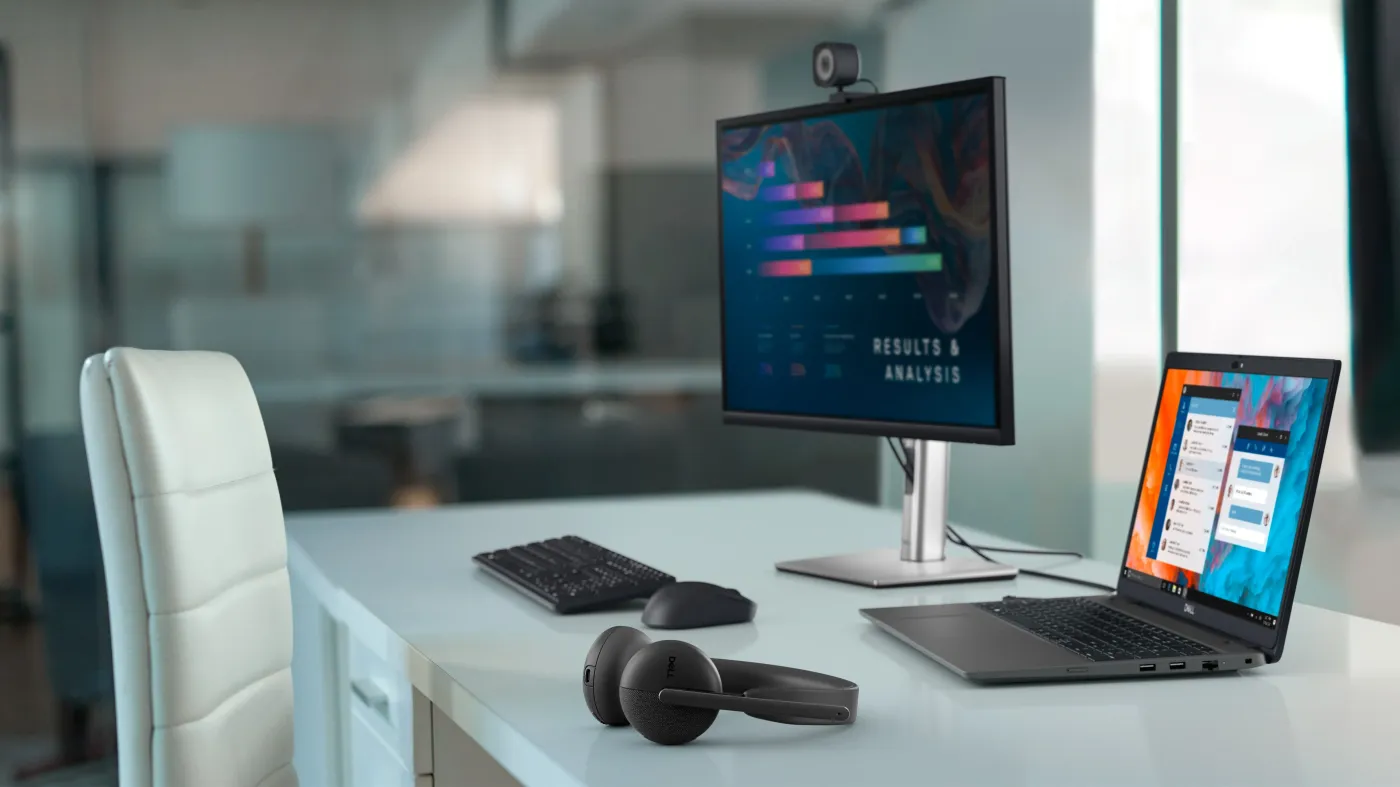 Dell products over a table.