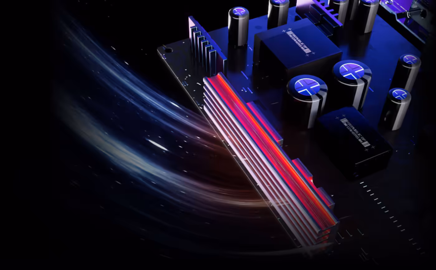 Monitor airflow illustration showing the custom heatsink cooling design