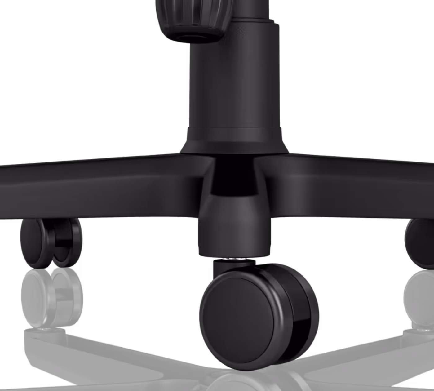 Robust aluminum base and casters supporting the HERO gaming chair