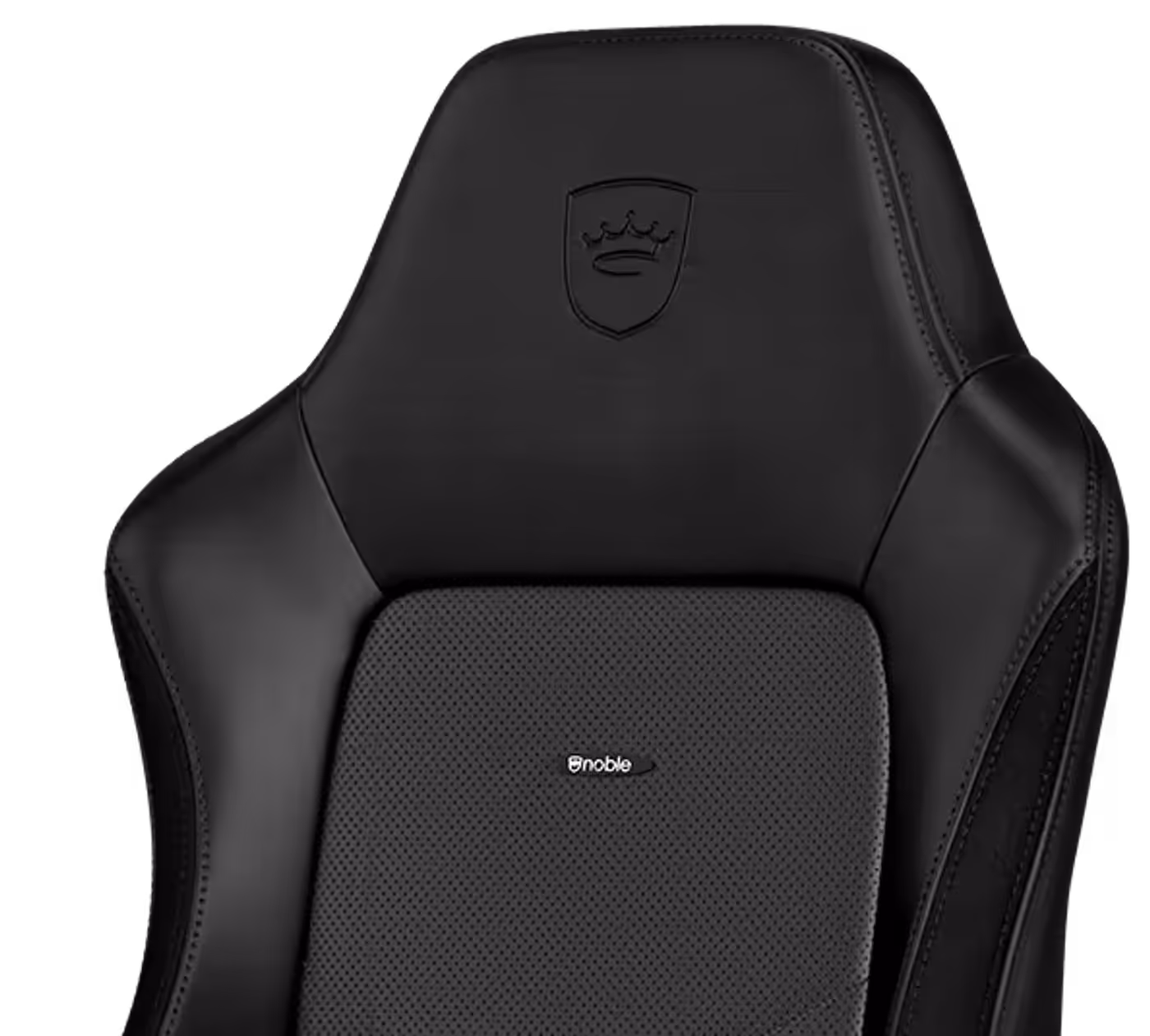Close-up of premium diamond-pattern stitching and embroidered logo on the gaming chair